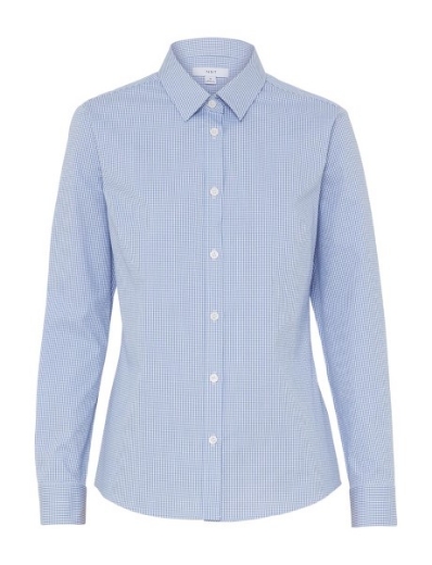 Picture of NNT Ladies Avignon Gingham Check Stretch Long Sleeve Slim Shirt